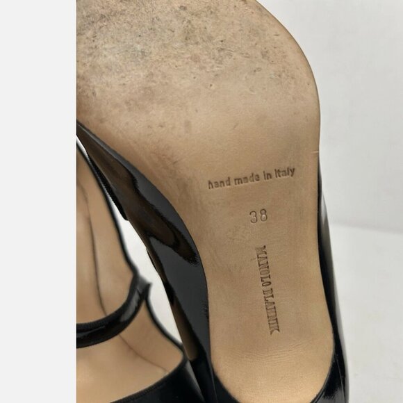 MANOLO BLAHNIK patent Campari Mary Janes Pumps Heels Shoes Size 38 8 - Picture 8 of 9